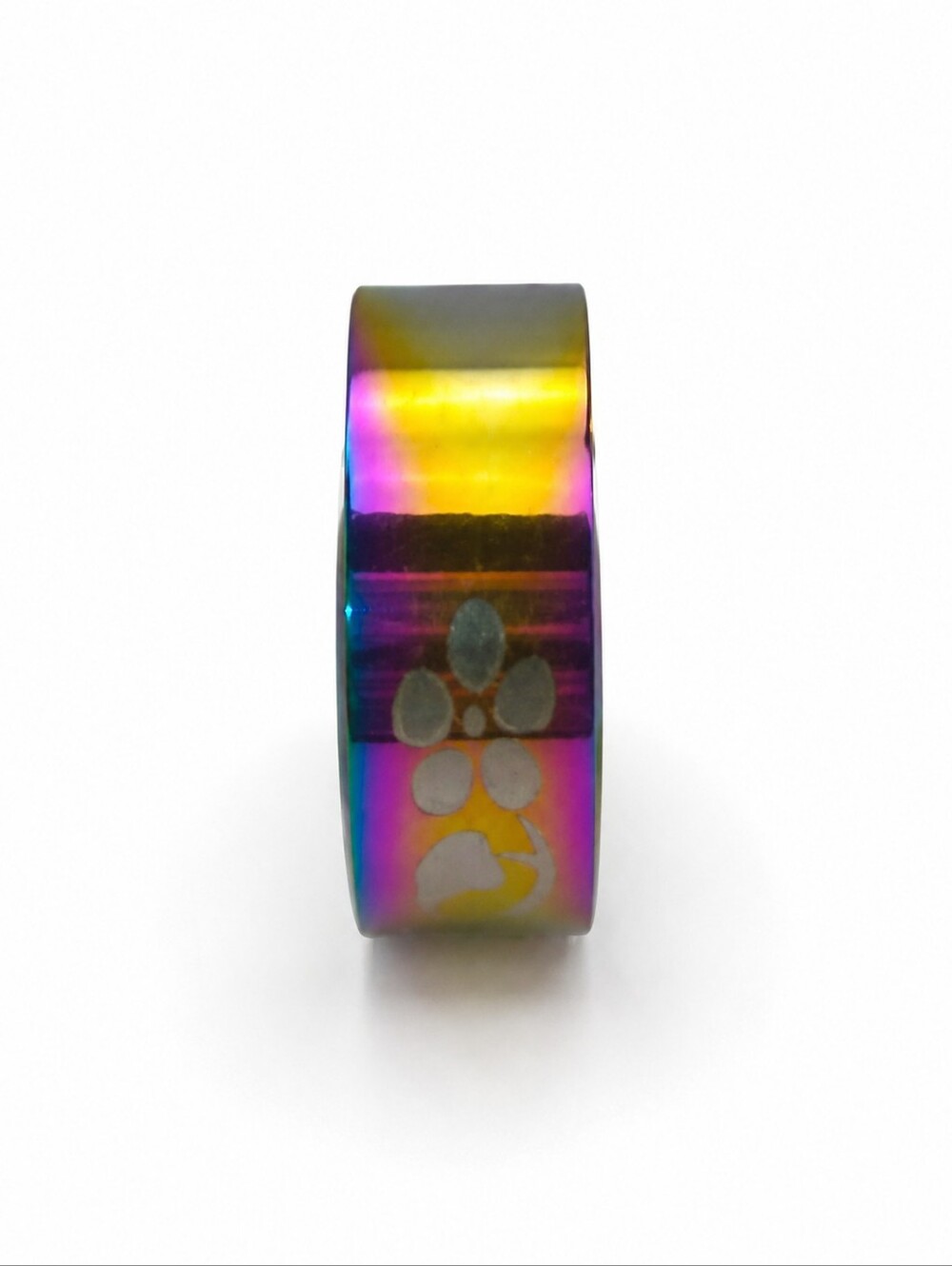 Stainless Steel Rainbow Metallic Ring Band Floral Etched Size 9 US (China 18)